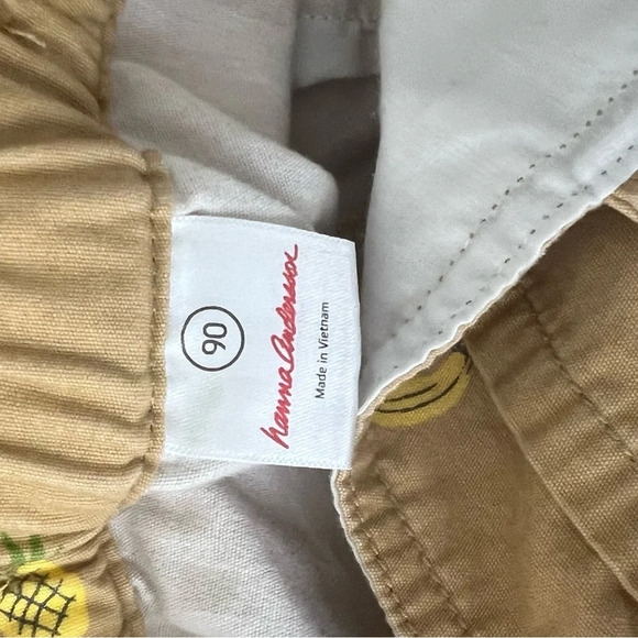 Hanna Andersson pineapple banana print khaki shortall sz 90 3T - Picture 3 of 3